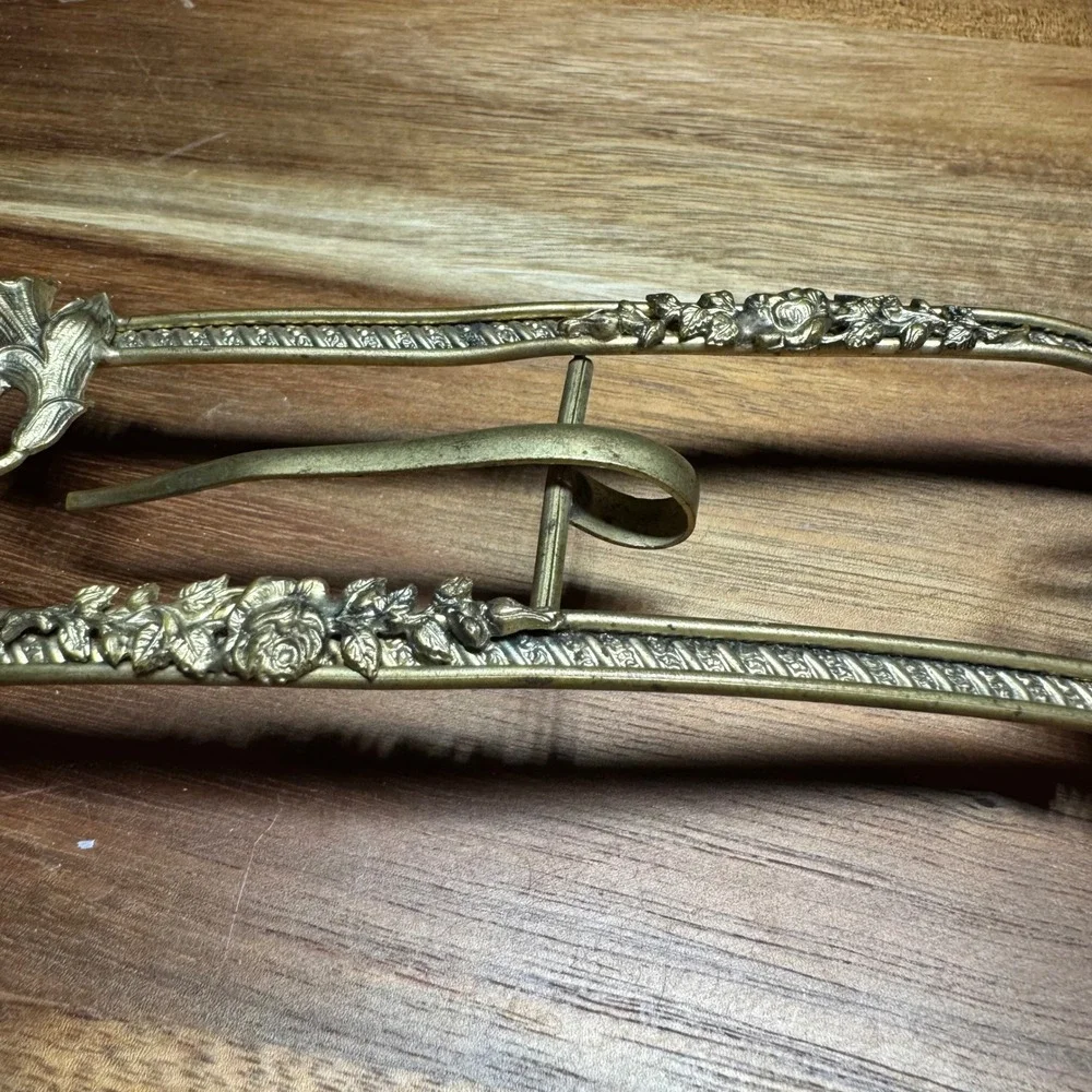 Vintage Art Nouveau Brass Floral Sash Buckle Ornate Lily Rose Edwardian Style